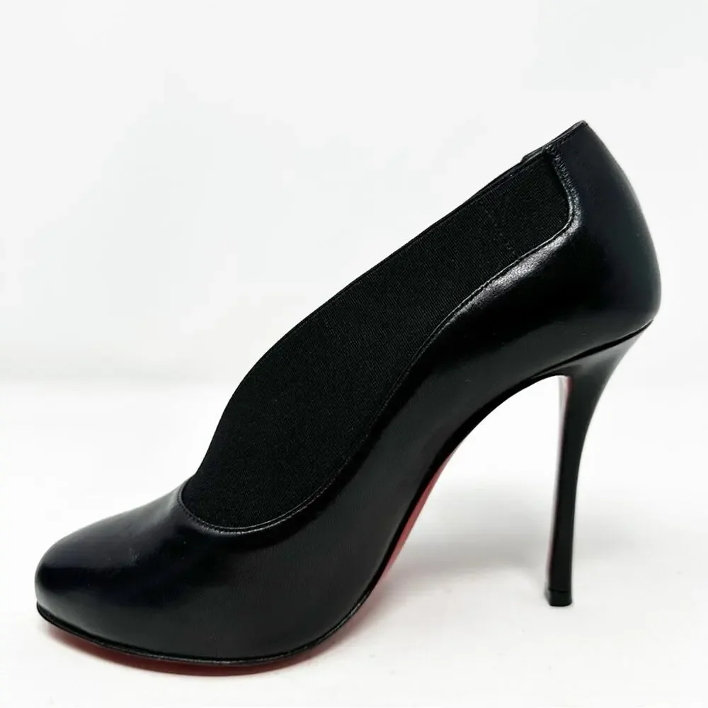 Christian Louboutin Toot Couverte Black Leather Ankle Boots Womens Size EU 36.5